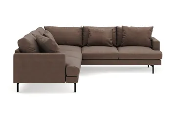 Menard 6-seters Høyrevendt L-formet Hjørnesofa i Stoff - Brun - Møbler - Sofaer - Hjørnesofaer