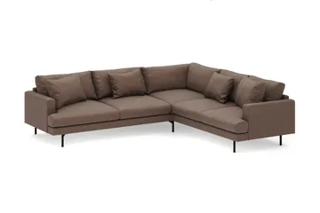 Menard 6-seters Høyrevendt L-formet Hjørnesofa i Stoff - Brun - Møbler - Sofaer - Hjørnesofaer