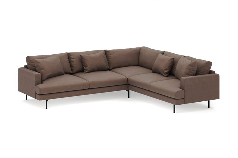 Menard 6-seters Høyrevendt L-formet Hjørnesofa i Stoff - Brun - Møbler - Sofaer - Hjørnesofaer