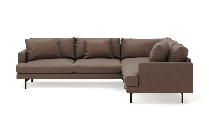 Menard 6-seters Høyrevendt L-formet Hjørnesofa i Stoff - Brun - Møbler - Sofaer - Hjørnesofaer