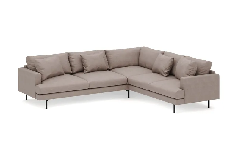 Menard 6-seters Høyrevendt L-formet Hjørnesofa i Stoff - Brun - Møbler - Sofaer - Hjørnesofaer