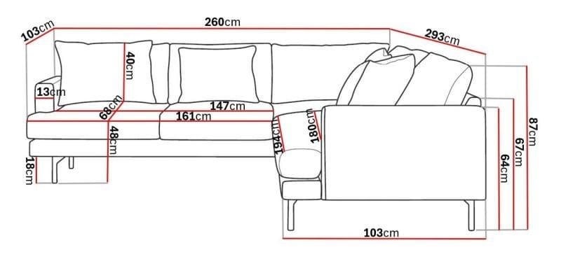 Menard 6-seters Venstrevendt L-formet Hjørnesofa i Manchester - Brun - Møbler - Sofaer - Hjørnesofaer