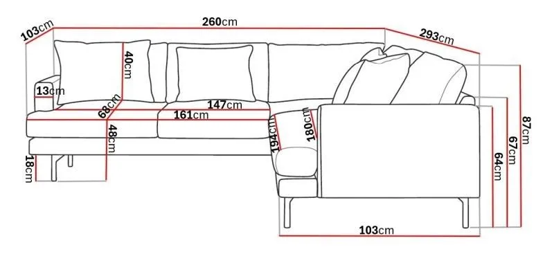 Menard 6-seters Venstrevendt L-formet Hjørnesofa i Manchester - Brun - Møbler - Sofaer - Hjørnesofaer