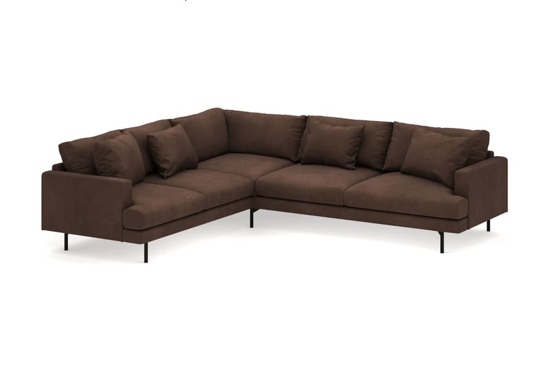Menard 6-seters Venstrevendt L-formet Hjørnesofa i Manchester - Brun - Møbler - Sofaer - Hjørnesofaer