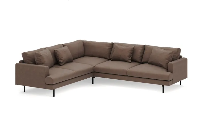 Menard 6-seters Venstrevendt L-formet Hjørnesofa i Stoff - Brun - Møbler - Sofaer - Hjørnesofaer