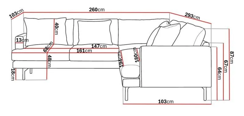 Menard 6-seters Venstrevendt L-formet Hjørnesofa i Stoff - Brun - Møbler - Sofaer - Hjørnesofaer