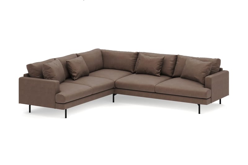 Menard 6-seters Venstrevendt L-formet Hjørnesofa i Stoff - Brun - Møbler - Sofaer - Hjørnesofaer