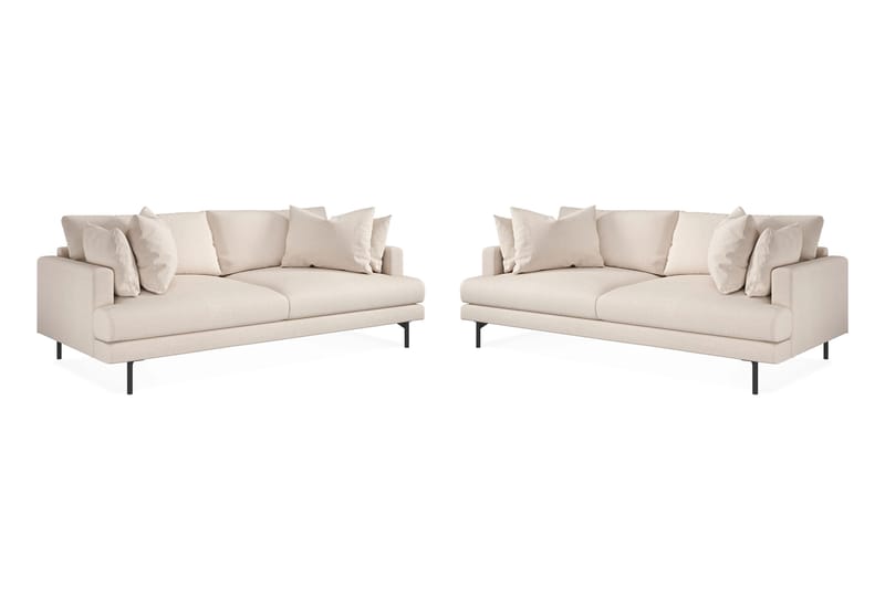 Menard Sofagruppe 3-seters + 3-seters Dyp Stoffsofa 225 cm bred - Beige - Møbler - Sofaer - Sofagrupper