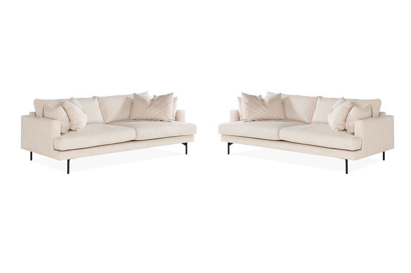 Menard Sofagruppe 3-seters + 3-seters Manchestersofa - Beige - Møbler - Sofaer - Sofagrupper
