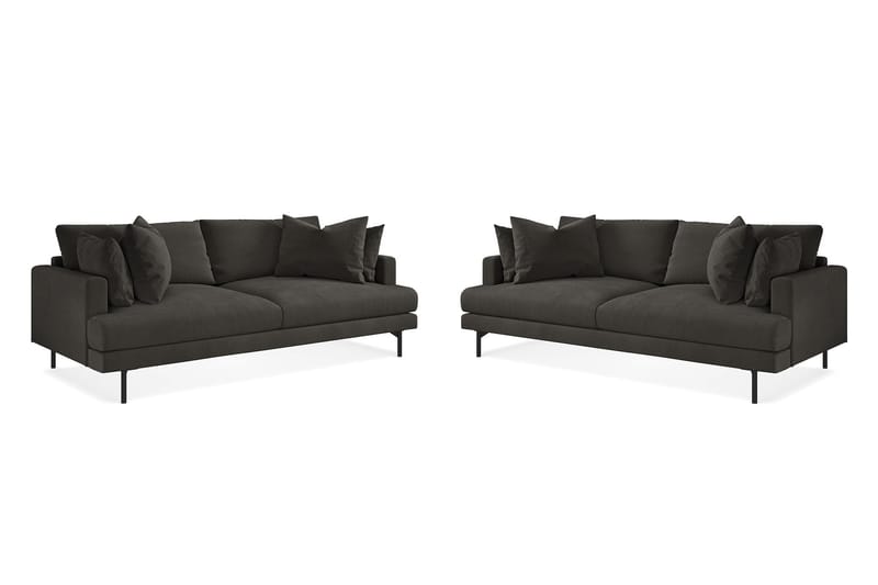 Menard Sofagruppe 3-seters + 3-seters Manchestersofa - Mørk grå - Møbler - Sofaer - Sofagrupper