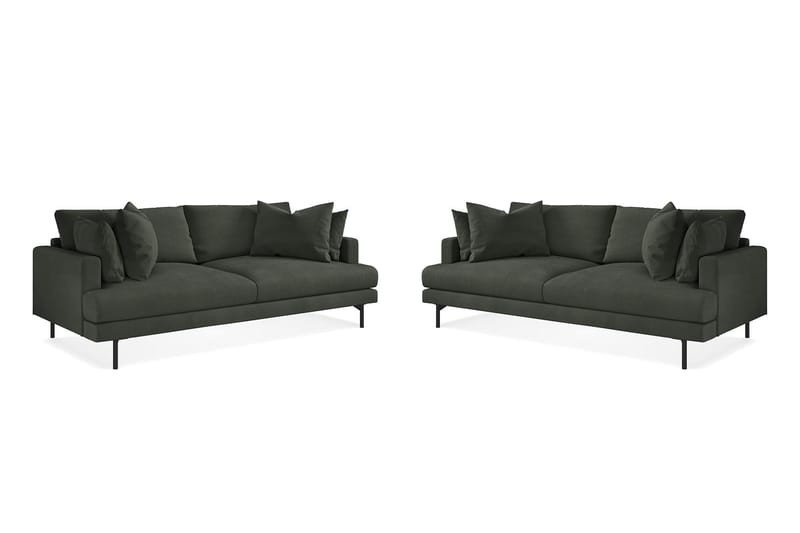 Menard Sofagruppe 3-seters + 3-seters Manchestersofa - Mørkegrønn - Møbler - Sofaer - Sofagrupper