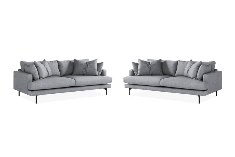 Menard Sofagruppe 3-seters + 3-seters Stoffsofa - Grå - Møbler - Sofaer - Sofagrupper