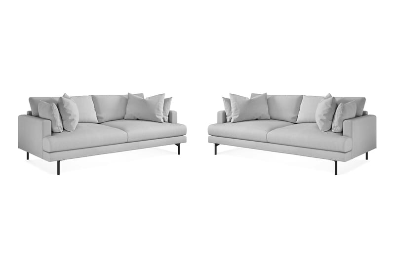 Menard Sofagruppe 3-seters + 3-seters Stoffsofa - Lys grå - Møbler - Sofaer - Sofagrupper