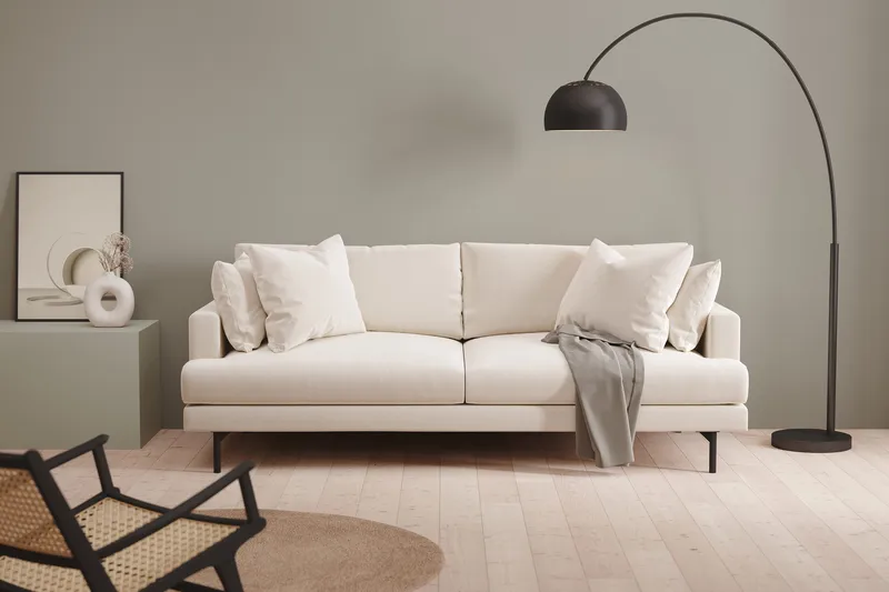 Menard Sofagruppe 4-seters + 4-seters Dyp Fløyelssofa 225 cm bred - Kremhvit - Møbler - Sofaer - Sofagrupper