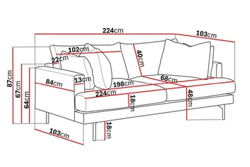 Menard Sofagruppe 4-seters + 4-seters Dyp Fløyelssofa 225 cm bred - Kremhvit - Møbler - Sofaer - Sofagrupper