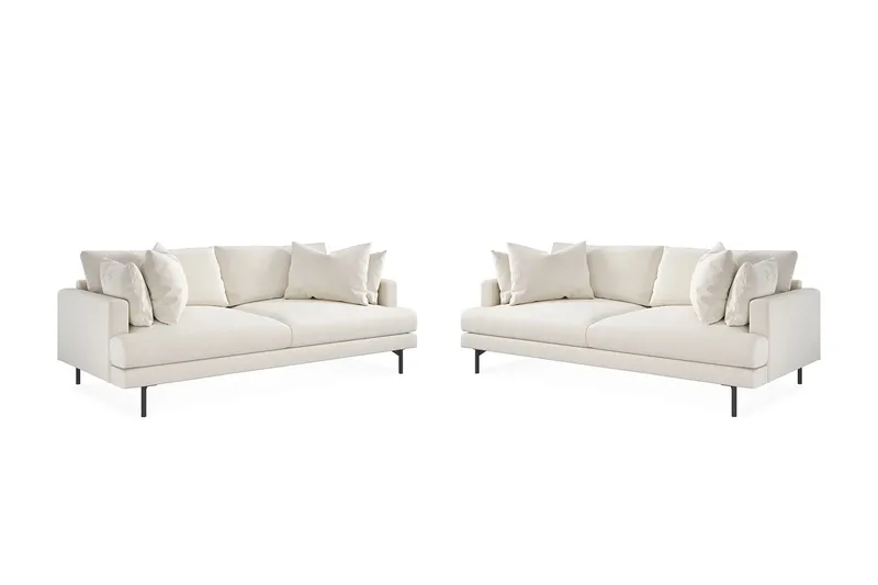 Menard Sofagruppe 4-seters + 4-seters Dyp Fløyelssofa 225 cm bred, Kremhvit