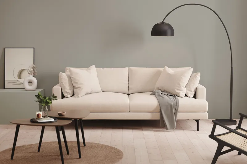 Menard Sofagruppe 4-seters + 4-seters Dyp Stoffsofa 225 cm bred - Beige - Møbler - Sofaer - Sofagrupper