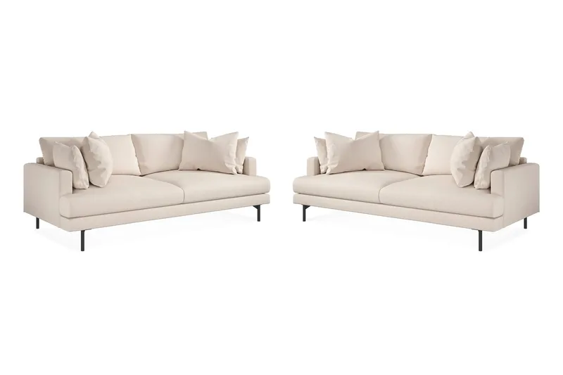 Menard Sofagruppe 4-seters + 4-seters Dyp Stoffsofa 225 cm bred - Beige - Møbler - Sofaer - Sofagrupper