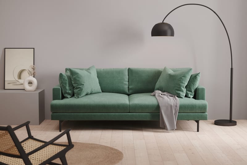 Menard Sofagruppe 4-seters + 4-seters Fløyelssofa - Mørkegrønn - Møbler - Sofaer - Sofagrupper