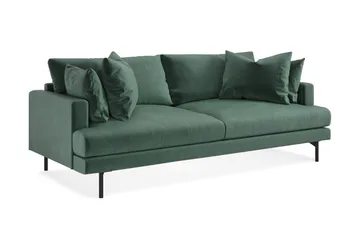 Menard Sofagruppe 4-seters + 4-seters Fløyelssofa - Mørkegrønn - Møbler - Sofaer - Sofagrupper