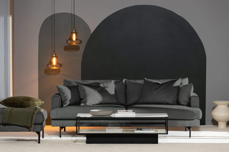 Menard Sofagruppe 4-seters + 4-seters Manchestersofa - Grå - Møbler - Sofaer - Sofagrupper