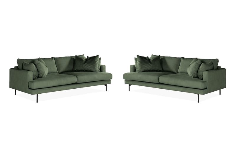 Menard Sofagruppe 4-seters + 4-seters Manchestersofa, Grønn