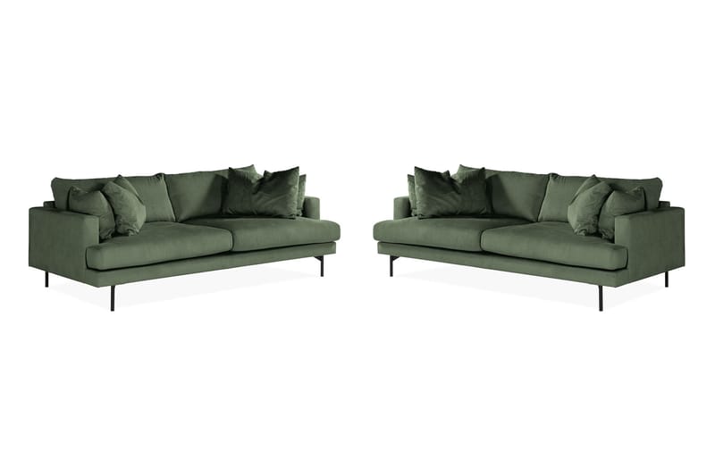 Menard Sofagruppe 4-seters + 4-seters Manchestersofa - Grønn - Møbler - Sofaer - Sofagrupper