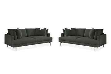 Menard Sofagruppe 4-seters + 4-seters Manchestersofa - Mørkegrønn - Møbler - Sofaer - Sofagrupper