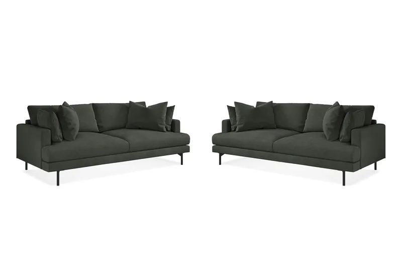 Menard Sofagruppe 4-seters + 4-seters Manchestersofa, Mørkegrønn