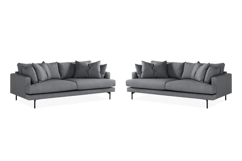 Menard Sofagruppe 4-seters + 4-seters Stoffsofa, Mørk grå