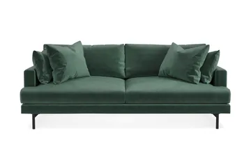 Menard Sofagruppe 4-seters + 4-seters Fløyelssofa - Mørkegrønn - Møbler - Sofaer - Sofagrupper