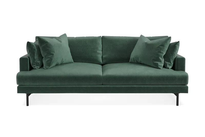 Menard Sofagruppe 4-seters + 4-seters Fløyelssofa - Mørkegrønn - Møbler - Sofaer - Sofagrupper