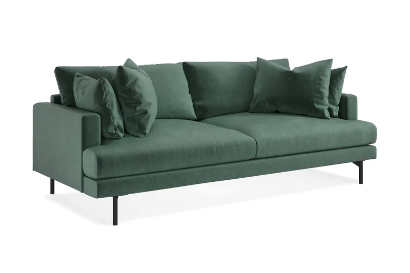 Menard Sofagruppe 4-seters + 4-seters Fløyelssofa - Mørkegrønn - Møbler - Sofaer - Sofagrupper