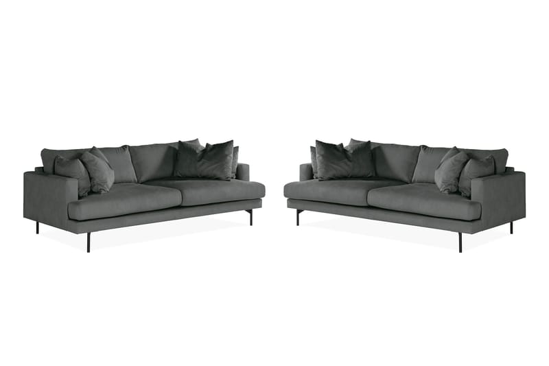 Menard Sofagruppe 4-seters + 4-seters Manchestersofa, Grå