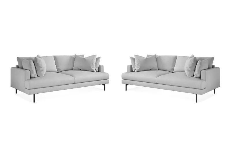 Menard Sofagruppe 4-seters + 4-seters Stoffsofa, Lys grå