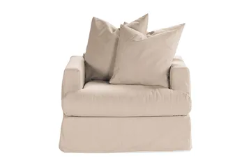 Menard Sofagruppe 4-seters Høyrevendt L-formet Sjeselongsofa + Lenestol i Stoff - Beige - Møbler - Sofaer - Sofagrupper