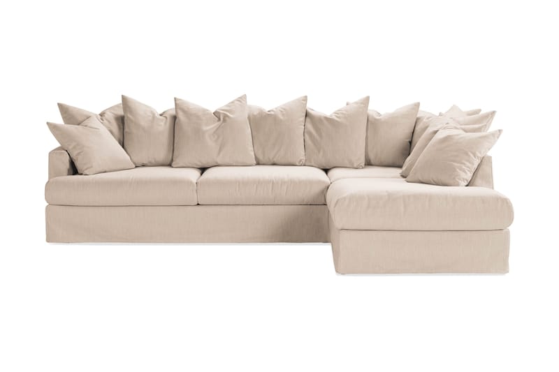 Menard Sofagruppe 4-seters Høyrevendt L-formet Sjeselongsofa + Lenestol i Stoff - Beige - Møbler - Sofaer - Sofagrupper