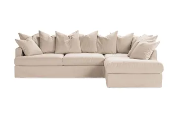 Menard Sofagruppe 4-seters Høyrevendt L-formet Sjeselongsofa + Lenestol i Stoff - Beige - Møbler - Sofaer - Sofagrupper