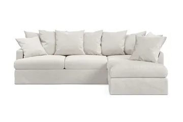 Menard Sofagruppe 4-seters Høyrevendt L-formet Sjeselongsofa + Lenestol i Bouclé - Hvit - Møbler - Sofaer - Sofagrupper