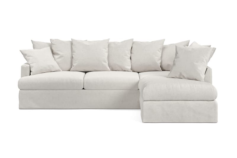Menard Sofagruppe 4-seters Høyrevendt L-formet Sjeselongsofa + Lenestol i Bouclé - Hvit - Møbler - Sofaer - Sofagrupper
