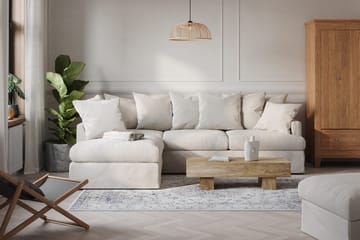 Menard Sofagruppe 4-seters Venstrevendt L-formet Sjeselongsofa + Lenestol i Stoff - Beige - Møbler - Sofaer - Sofagrupper