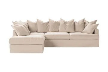 Menard Sofagruppe 4-seters Venstrevendt L-formet Sjeselongsofa + Lenestol i Stoff - Beige - Møbler - Sofaer - Sofagrupper