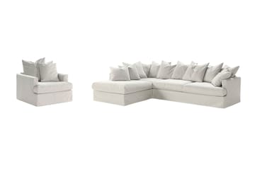Menard Sofagruppe 4-seters Venstrevendt L-formet Sjeselongsofa + Lenestol i Stoff