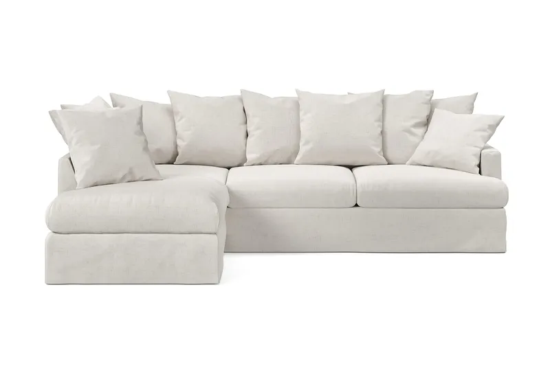 Menard Sofagruppe 4-seters Venstrevendt L-formet Sjeselongsofa + Lenestol i Stoff - Beige - Møbler - Sofaer - Sofagrupper