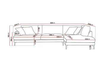 Menard Premium 5-seters høyrevendt L-formet dyp sjeselongsofa i chenille - Grå - Møbler - Sofaer - Sofaer med sjeselong