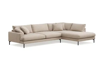 Menard Premium 5-seters høyrevendt L-formet dyp sjeselongsofa i stoff - Beige - Møbler - Sofaer - Sofaer med sjeselong