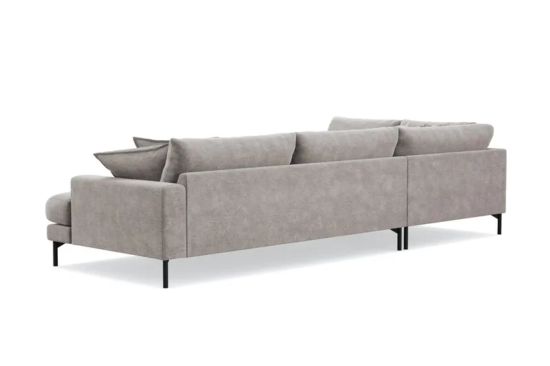 Menard Premium 5-seters venstrevendt L-formet dyp sjeselongsofa i chenille - Grå/Brun - Møbler - Sofaer - Sofaer med sjeselong