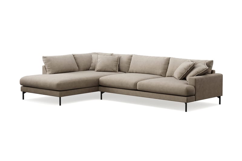 Menard Premium 5-seters venstrevendt L-formet dyp sjeselongsofa i stoff - Brun - Møbler - Sofaer - Sofaer med sjeselong