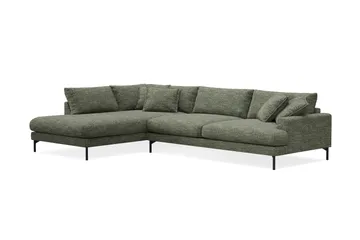 Menard Premium 5-seters venstrevendt L-formet dyp sjeselongsofa i chenille - Grønn - Møbler - Sofaer - Sofaer med sjeselong