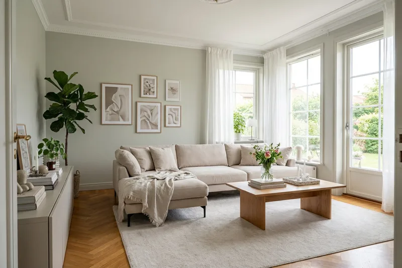 Menard Premium 5-seters venstrevendt L-formet dyp sjeselongsofa i stoff - Beige - Møbler - Sofaer - Sofaer med sjeselong